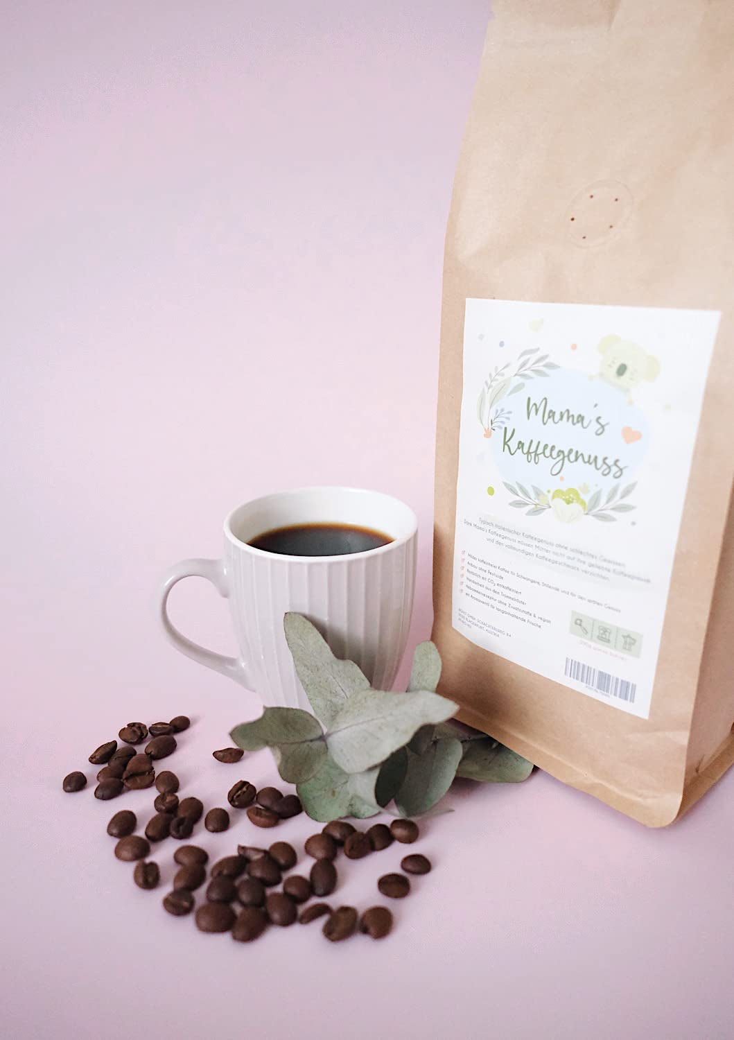 Mama's Coffee Pleasure®binky - Cremoso koffeinfria espressobönor - naturligt CO² koffeinfritt - lätt trumma rostat i Italien - perfekt under och efter graviditeten