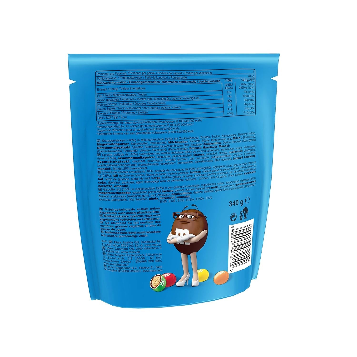 M&M'S Crispy, Chocolate Crispy Linser och Crispy Center, Choklad, 1 förpackning (1 x 340 g) (förpackning med 2)