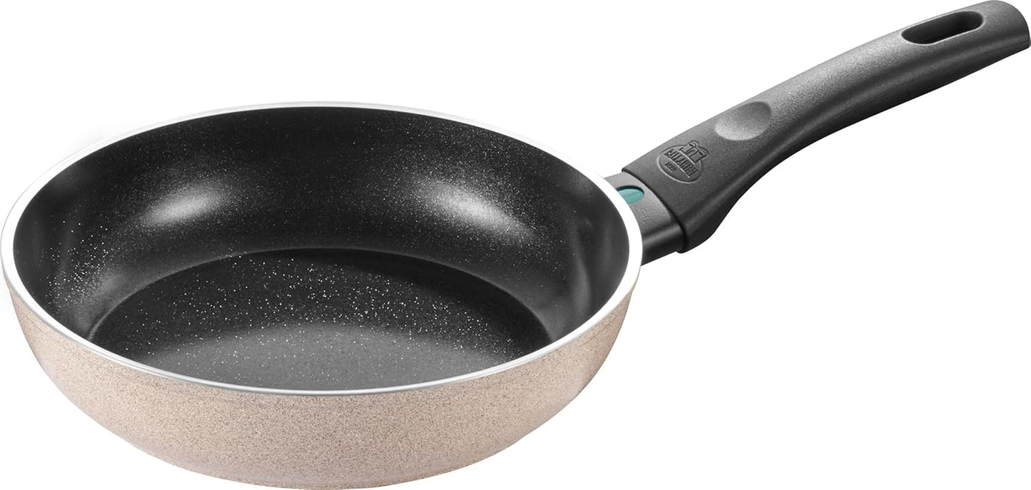 Ledro stekpanna, 24 cm, aluminium, lämplig för induktion, non-stick keramisk beläggning, Thermopoint, Made in Italy, beige grytor och stekpannor Naty Shop 20 Cm