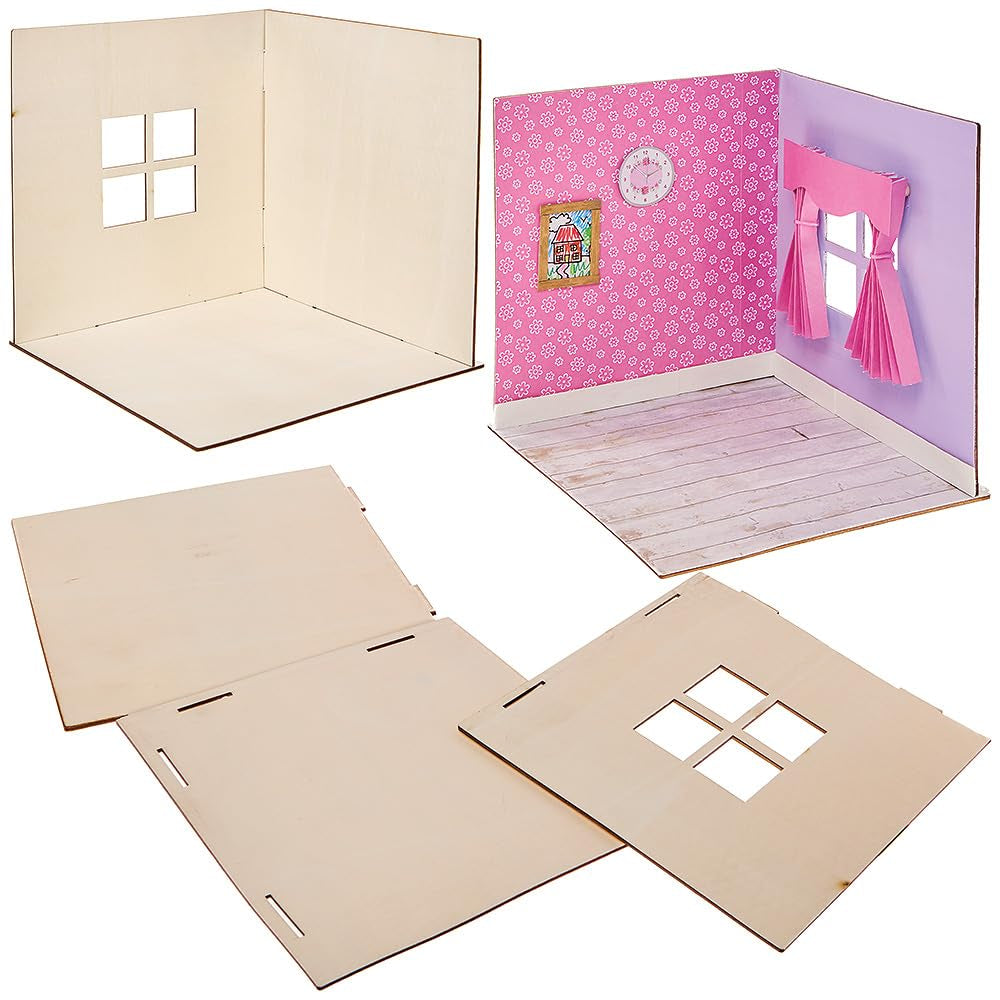 Baker Ross FN255 Mini dockskåpssats i trä - 1 del dockskåpssats för barn DIY-pysselsats
