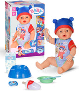 BABY Born Jonas - babydocka 43 cm - 10 funktioner inklusive tillbehör och madrass - Fungerar helt utan batterier - Lämplig för barn från 3 år och uppåt
