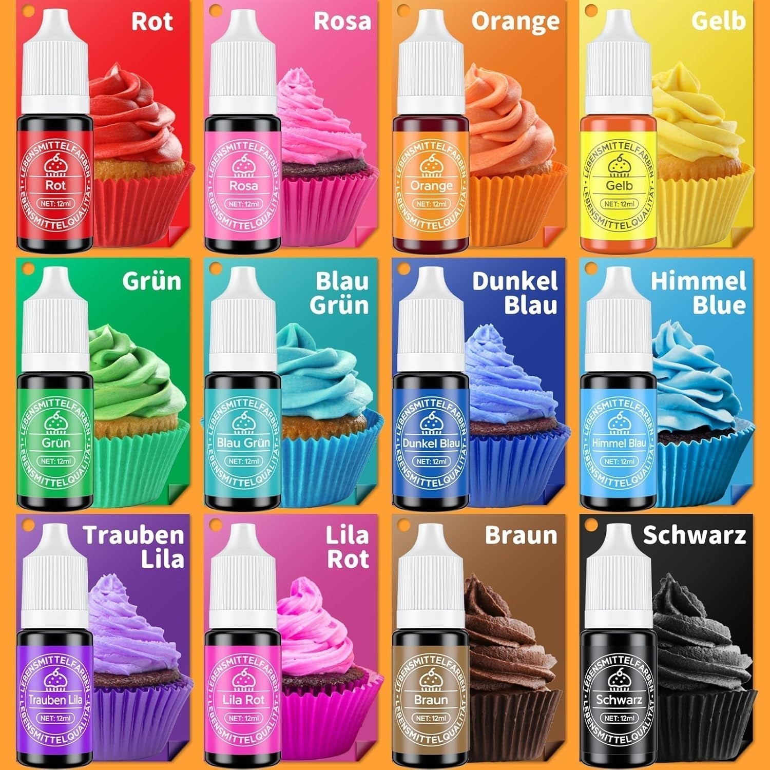 Flytande matfärgningsset 12 x 12 ml Naty Shop