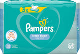 Pampers Fresh Clean Baby Wipes 81688041, 3x52 delar, (babyservetter, plastpåse, flicka/pojke, turkos, vit, Tyskland, 896,7 g)