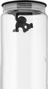 Alessi "Gianni" köksburk i glas med förseglat lock, termoplast, svart, 27,5 x 13,5 x 28 cm Matförvaringslådor Naty Shop