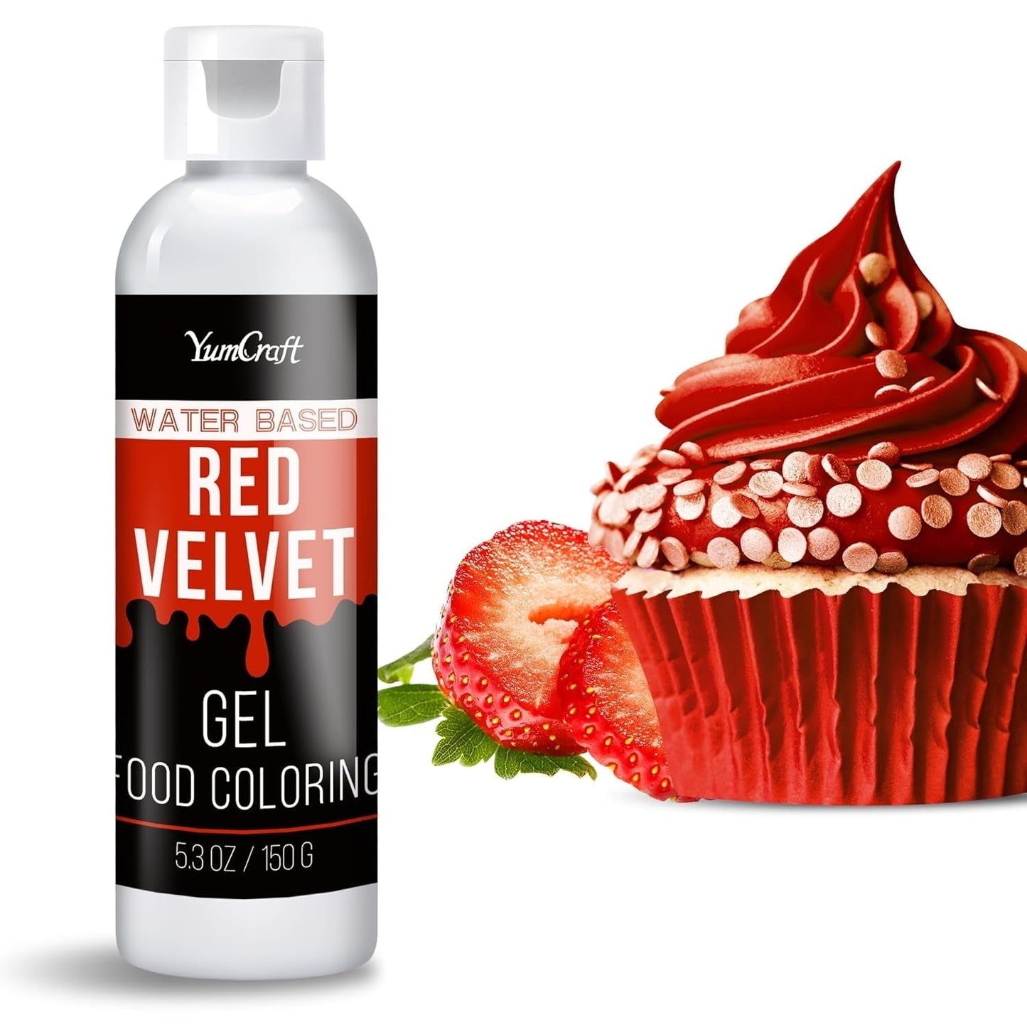 Gel matfärg - Högkoncentrerad gel matfärg för kakor, bakning, påskägg, drycker - Sockerfri matfärg för fondant, glasyr, slem, tårtdekorering (Red Velvet, 150G)
