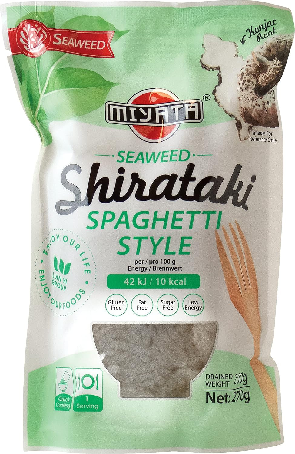 Miyata Shirataki Udon Nudlar Konjac-mjöl paket med 6 (6 x 270 g)