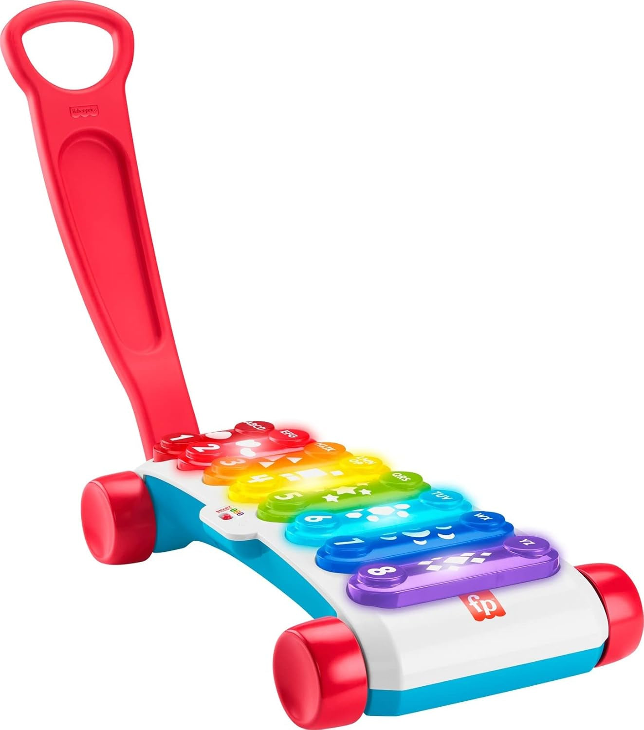 Fisher-Price Light-up Giant Xylophone - Elektroniskt musikinstrument att dra med sig med sånger för lärandeinnehåll, för spädbarn, småbarn från 9 månader, Flerfärgad, Version: Franska, HJK40 Toys Bebe Naty Shop Uk-Engelska