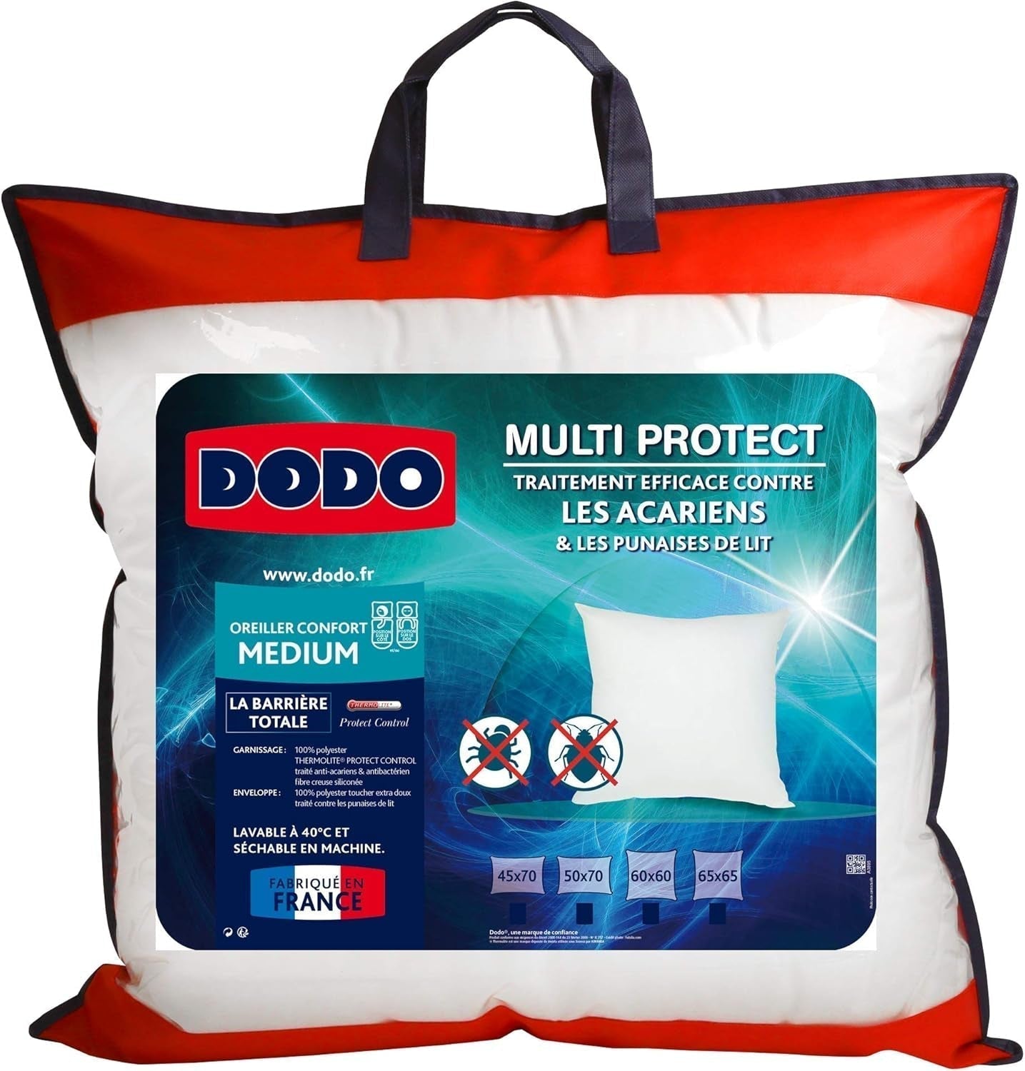 Väggkvalster och vägglösskudde 60 X 60 cm, medium komfort, Multi Protect-kudde, mjukhet och skydd, maskintvättbar i 40 °C Naty Shop standardkuddar