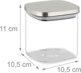 Relaxdays förvaringsburkar med lock Set med 3 600 ml fyrkantiga förvaringsburkar Läckagesäkra glasbehållare Klara/silver Matförvaringslådor Naty Shop