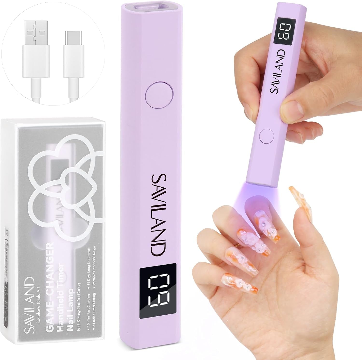 Saviland U V Lampe Für Gelnägel: Mini U V Lampe Für NägelSchützen Sie Die Haut Wiederaufladbar Klein LED Nagellack Trocknergerät Für Nagellack Aufbaugel Nageltips Nagelkleber Geschenke Für Frauen