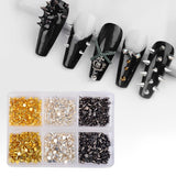 Mini Metall Nieten Punk Nail Charms Guld Silber Strasssteine ​​Nägel Charm Kegel Spikes Nagelschmuck Glitzersteine ​​Nail Art Studs Nagel Steine ​​Legierung Nagelanhänger Rhinestones Nageldesign Zubehör