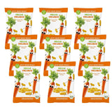Ekologiska fruktchips "100% jordgubbar" Frystorkade jordgubbsfruktchips (12 x 12 g) och nya ekologiska crunchy majs- och morotsflissar, ekologiskt mellanmål, från 1 år, (9 x 30 g) 270 g
