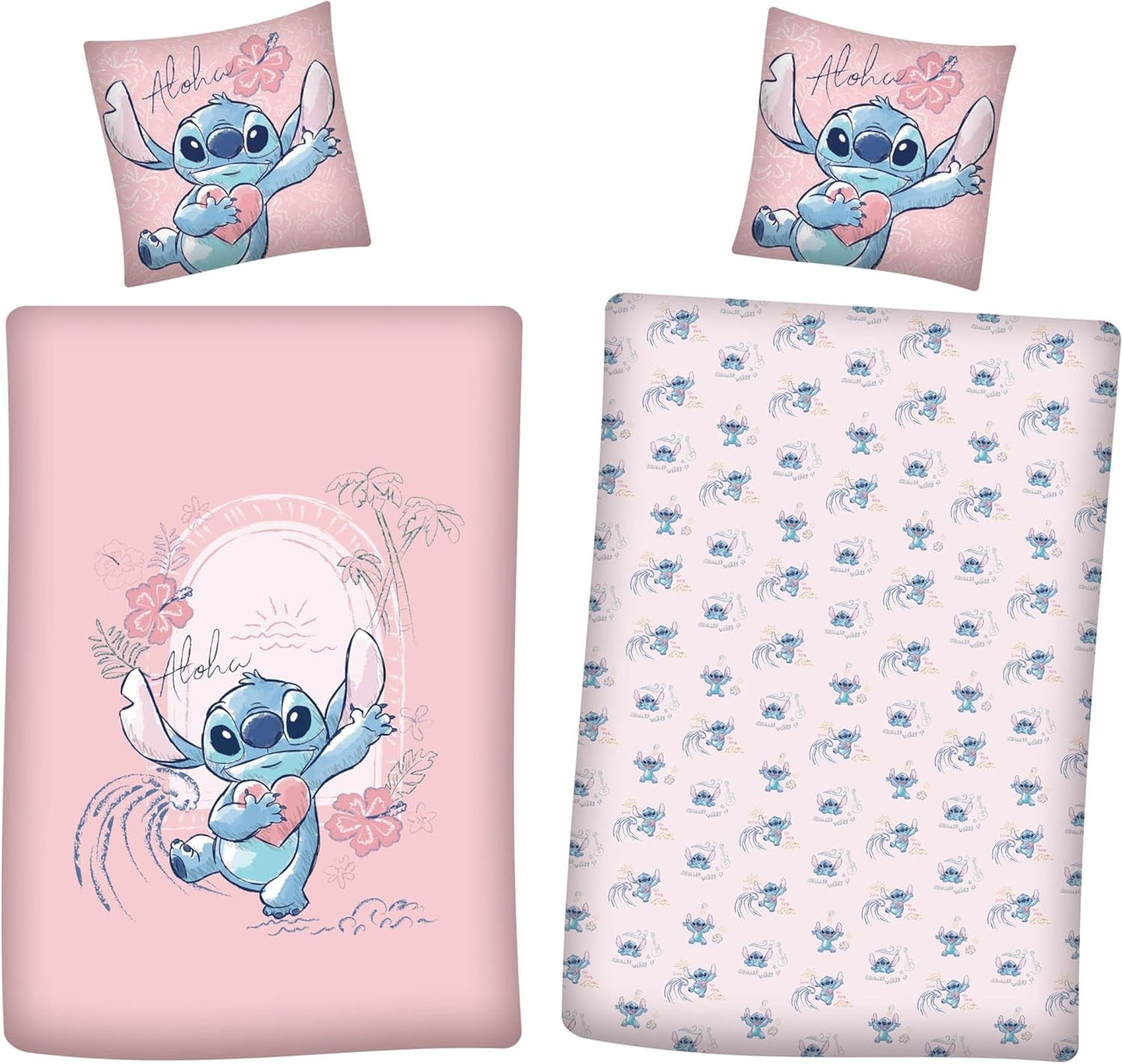 Stitch Aloha Vändbart Sängkläder Set Sängkläder för tjejer 100 % bomull Sängkläder - Barn Naty Shop