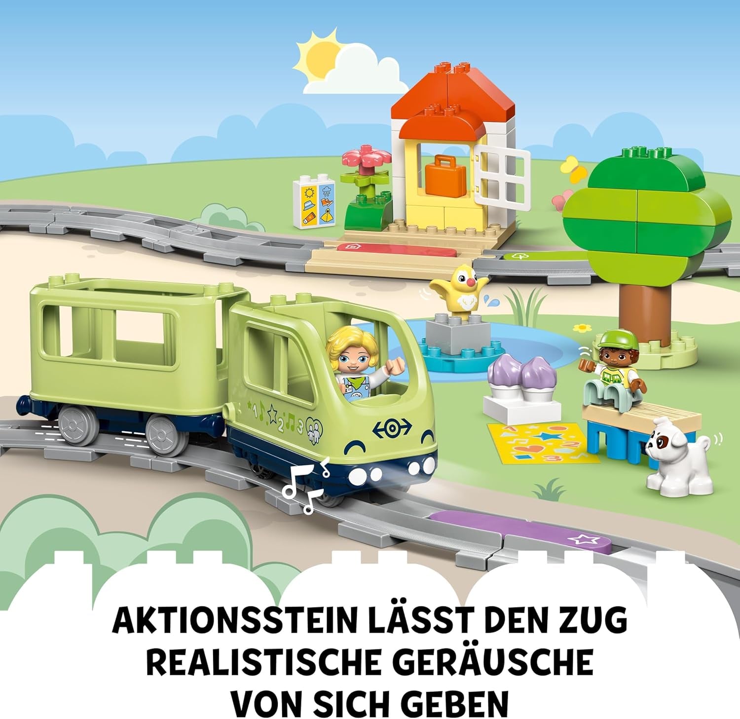 LEGO DUPLO Town Interactive Adventure Train, lekset med ljus och ljud för rollspel, låter 2-åringar bygga spår, förskolepedagogisk leksak 10427 Byggset Besuche den LEGO-Store
