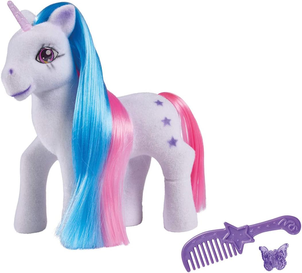 Simba 104342482 - Enhörning med färgat hår, 14 cm, flockat, med kam och hårklämmor, från 3 år Naty Shop Dolls Standardtitel