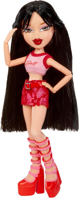 Bratz går ut! - Jade - 1 samlardocka med tillbehör, outfit, väska, solglasögon och borste - Leksak för barn - 6+, Röd