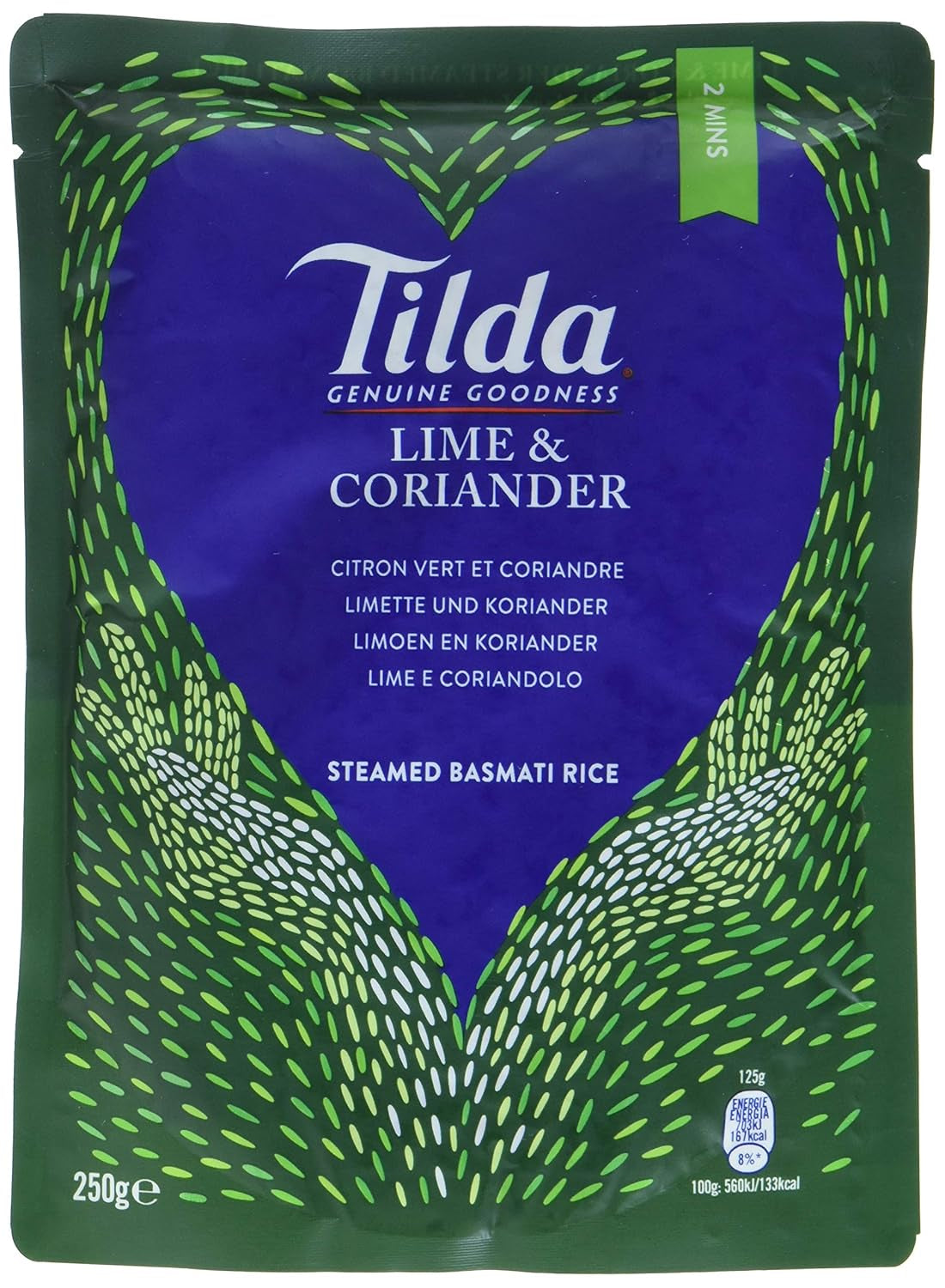TILDA ångat basmatiris med lime och koriander för mikrovågsugn, 250 g