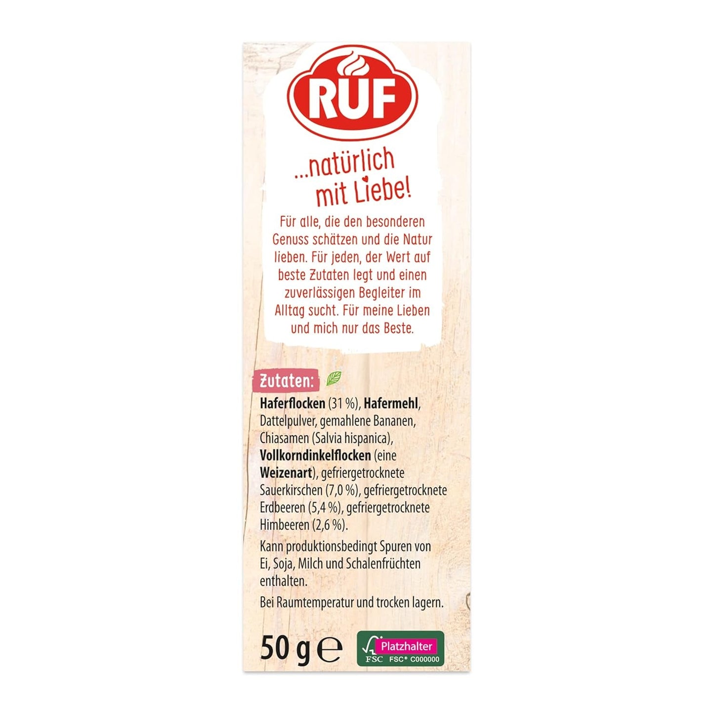 RUF Smoothie Bowl Bärbunt Havre Frukostmellanmål med bär och chiafrön, snabbt och enkelt att tillaga, veganskt, 1 påse x 50 g (förpackning med 3)