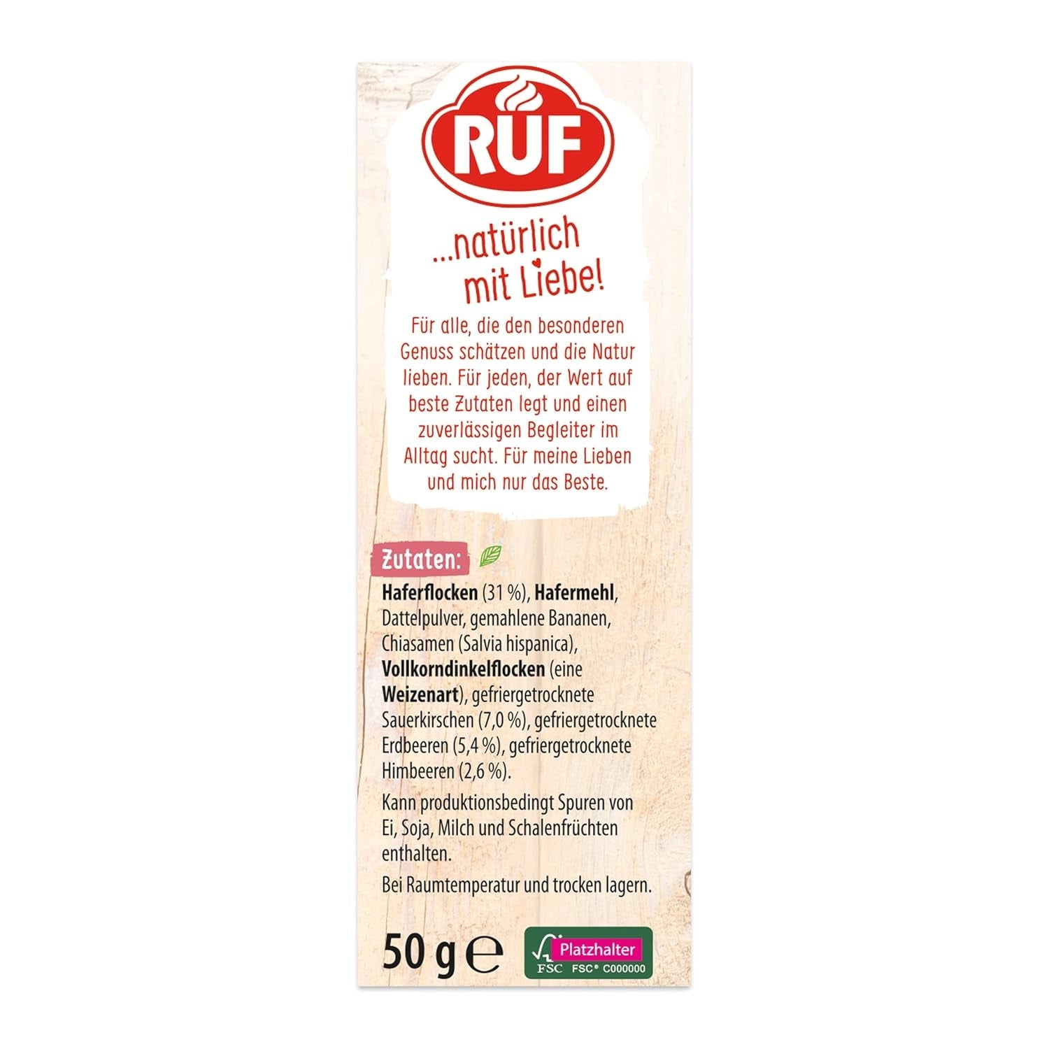 RUF Smoothie Bowl Bärbunt Havre Frukostmellanmål med bär och chiafrön, snabbt och enkelt att tillaga, veganskt, 1 påse x 50 g (förpackning med 3)