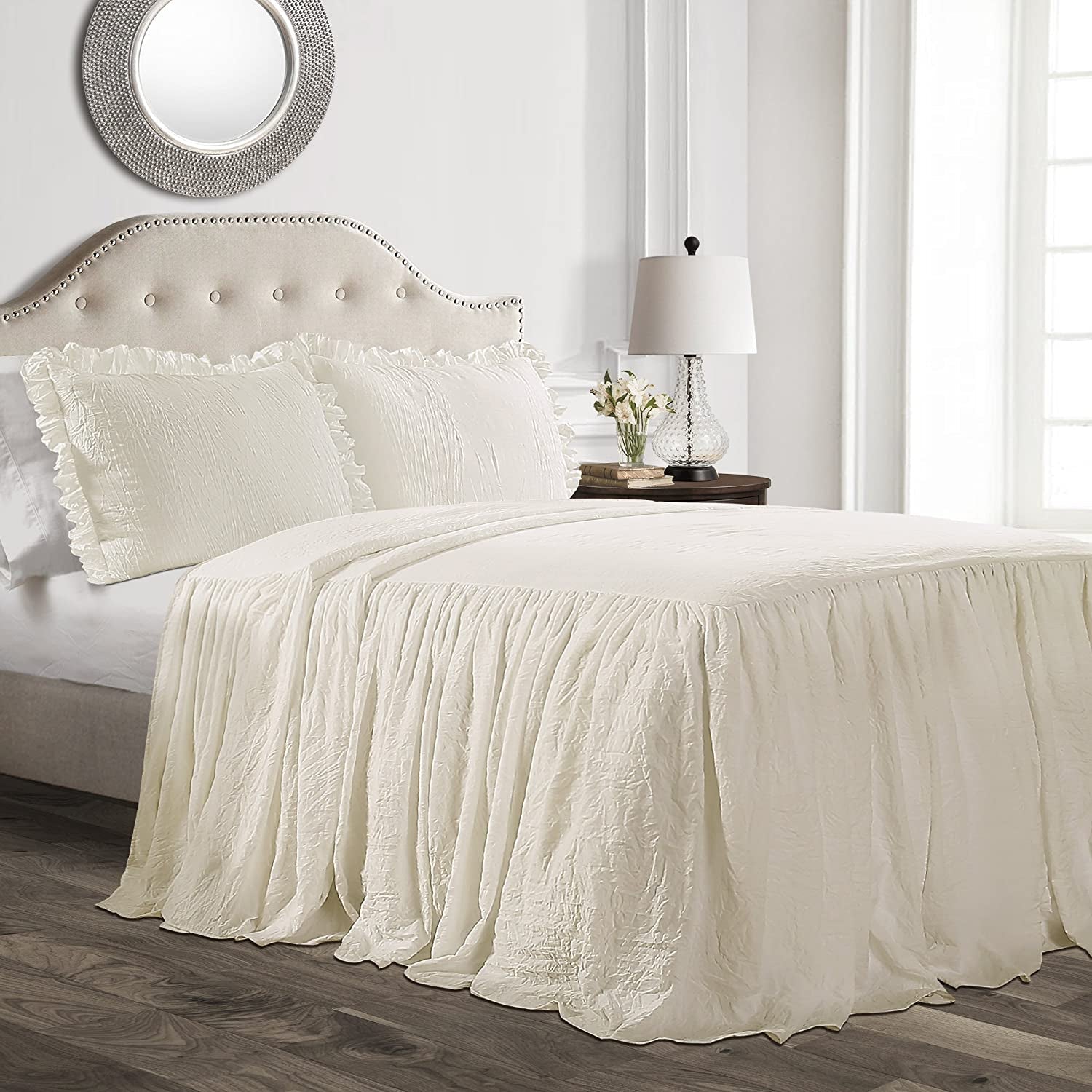 Lush Decor sängöverkast med volangkjol, polyester, vit, dubbelsäng Lush Decor sängar och filtar Elfenben H190,5 X B99,1 Cm (1 förpackning)