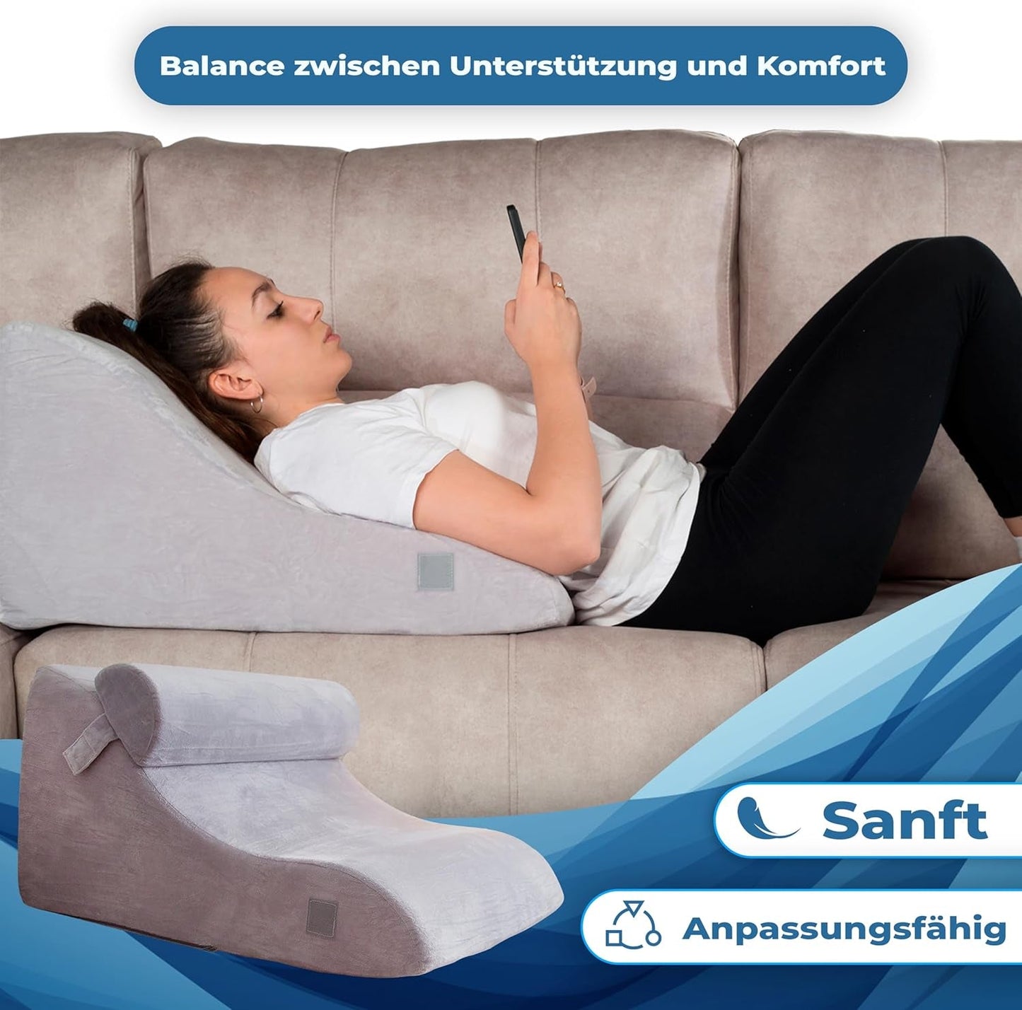 Memory Foam Läskudde | Ergonomisk ryggkudde och kil för säng, soffa och soffa | Ortopedisk stödkudde för ryggsmärtor och spänningar