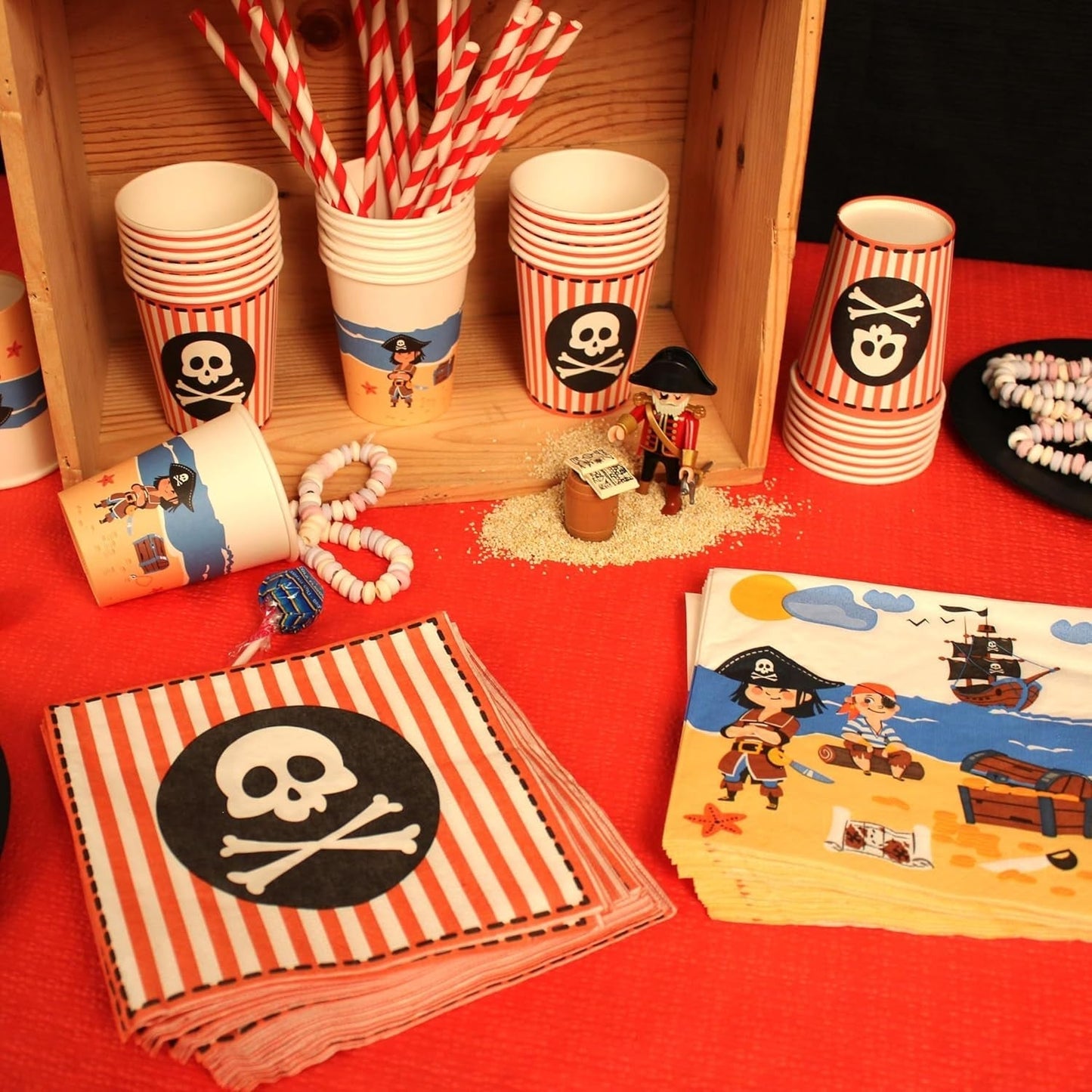 ARTS DE LA TABLE 20 bomullsservetter, 33 X 33 cm, 3 lager, piratflagga