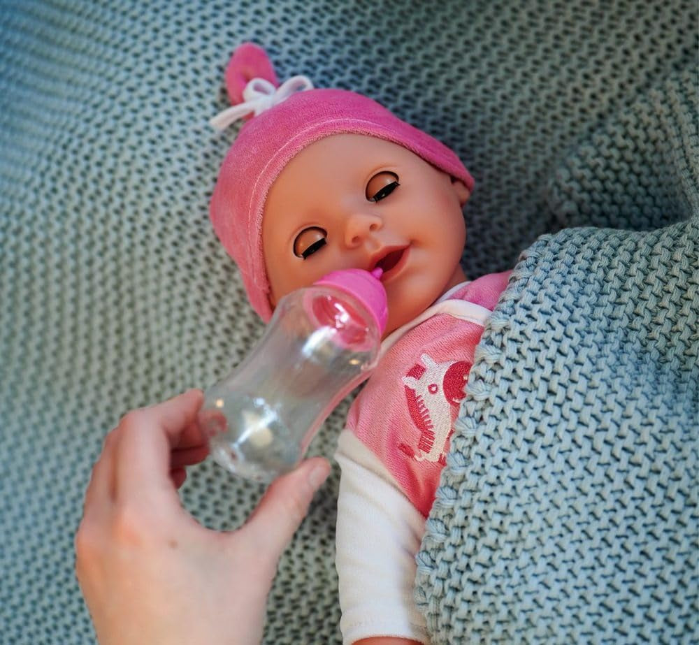 Simba 105140489 - Laura Baby Talk Doll, 38 cm mjuk kroppsdocka med sömniga ögon i söt jumpsuit, 24 babyljud, lekdocka, babydocka, 2+