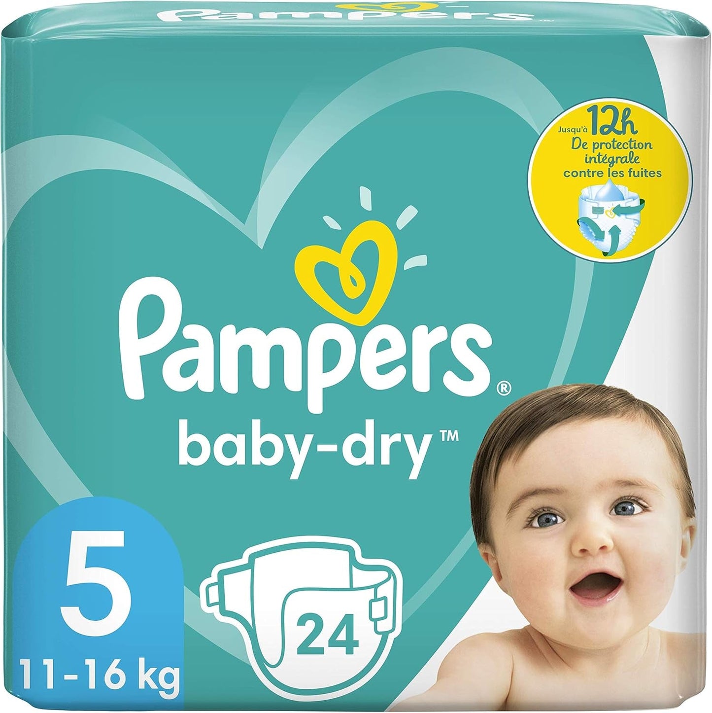 Pampers blöjor för bebis storlek 5 (11-16 kg), 24 st, upp till 12 timmars skydd mot läckor