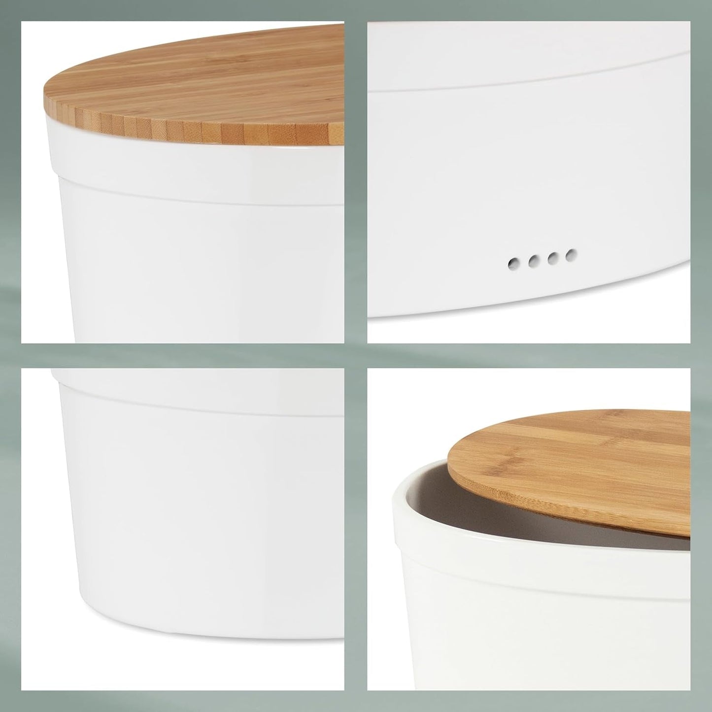 FPA brödlåda med ventilationshål, keramisk brödlåda, SALENA, brödskål, vit, 36,5 x 23,5 x 14 cm Matförvaringslådor Naty Shop