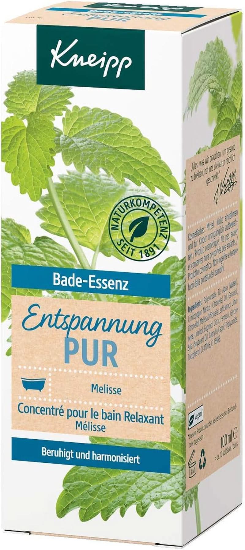 Kneipp Bade, badolja med naturlig indisk melissa eterisk olja och citronmelissextrakt, 100 ml Naty Shop