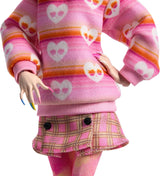Monster High onsdagsdocka och tillbehör Rosa Enid Sinclair samlarfigur med basker och ryggsäck dockställ HXJ05