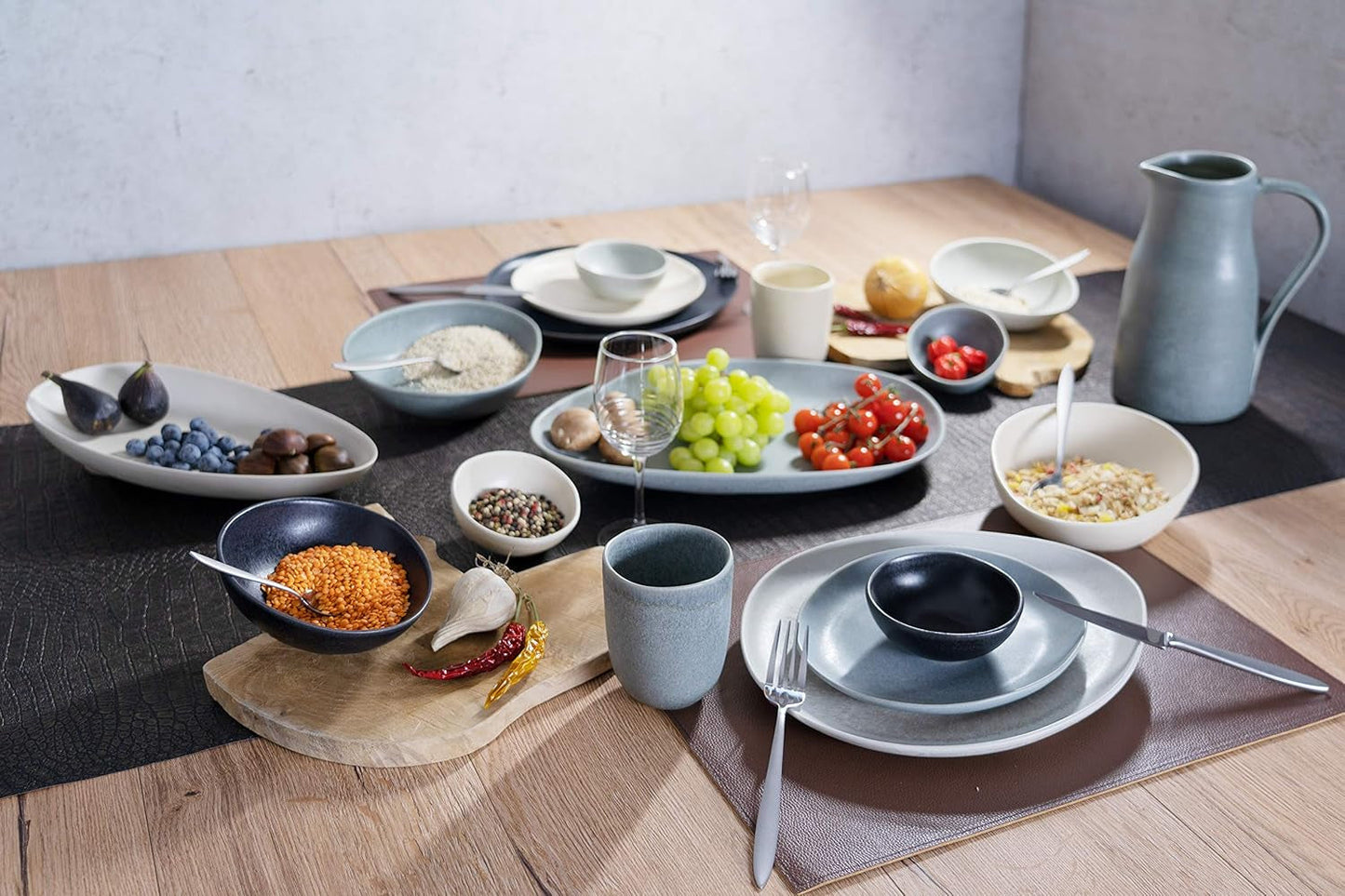 CreaTable, 22139, PIETRA-serien, 4-delat servisset för 4, porslinstallrikar, diskmaskins- och mikrovågssäkert, tillverkat i Europa