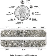 Beadsland 2500st Glas Nailart Strasssteine ​​​​Kristall Flatback Edelsteine ​​​​Runde, ​​Für Handwerk Gemischt 8 Größen SS4 ~ SS30 Mit Picking Pinzette Und Stift (Kristall Weiss)