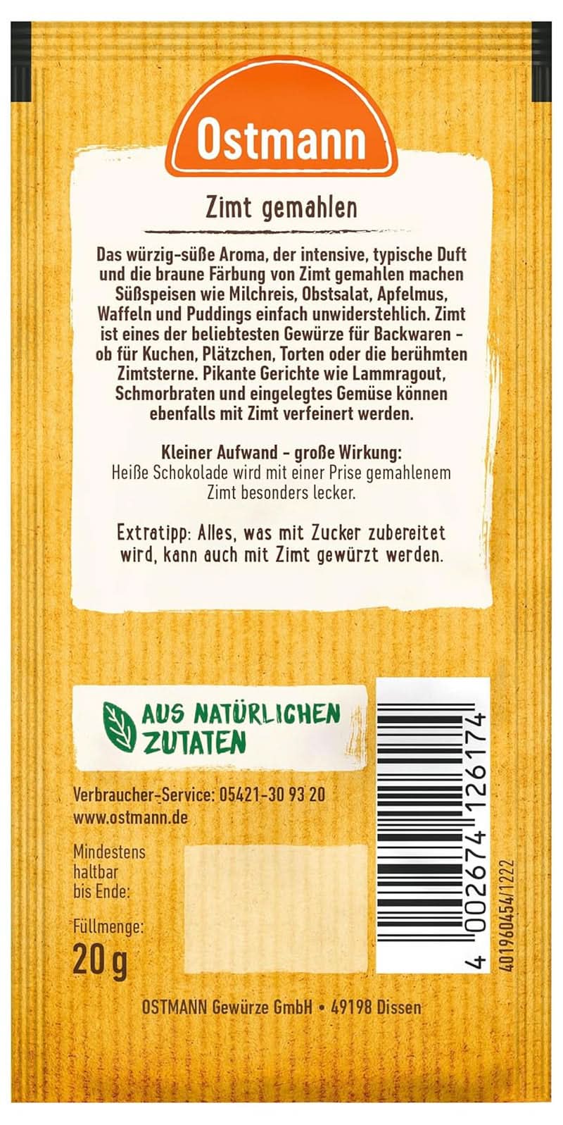 Ostmann - Malen kanel, 20 gram Condimente Naty Shop