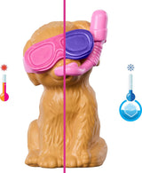 Barbie Puppy Pool Party-lekset med modedocka, hundhus och rutschkana, hjärtpool, 2 hundfigurer, 6 tillbehör och färgväxlare, JBF35
