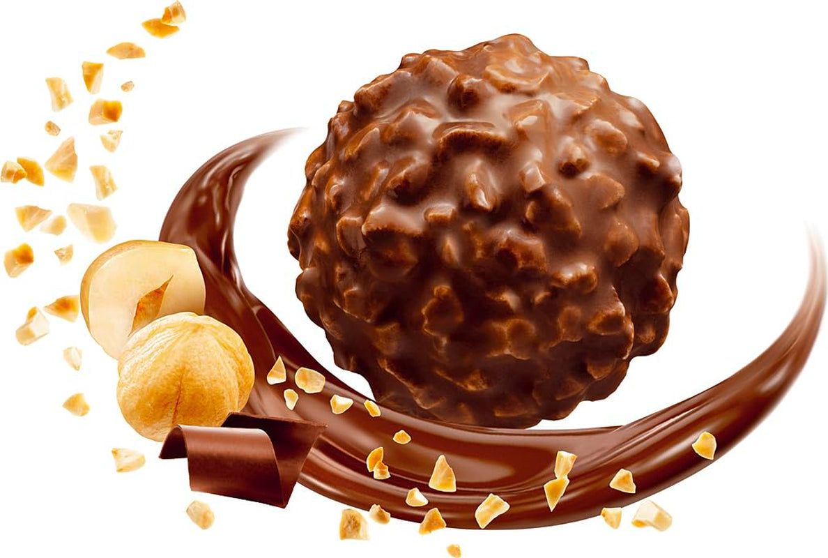 Ferrero Rocher - Krispiga och krämiga hasselnötspraliner - Alla hjärtans dag-present till honom och henne - 16 förpackningar med 4 individuella praliner
