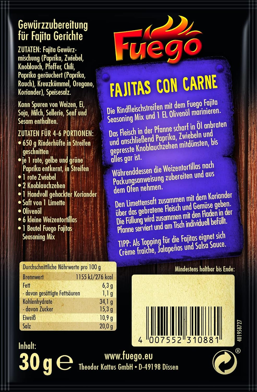 - Fajita kryddblandning | 30 g i påse