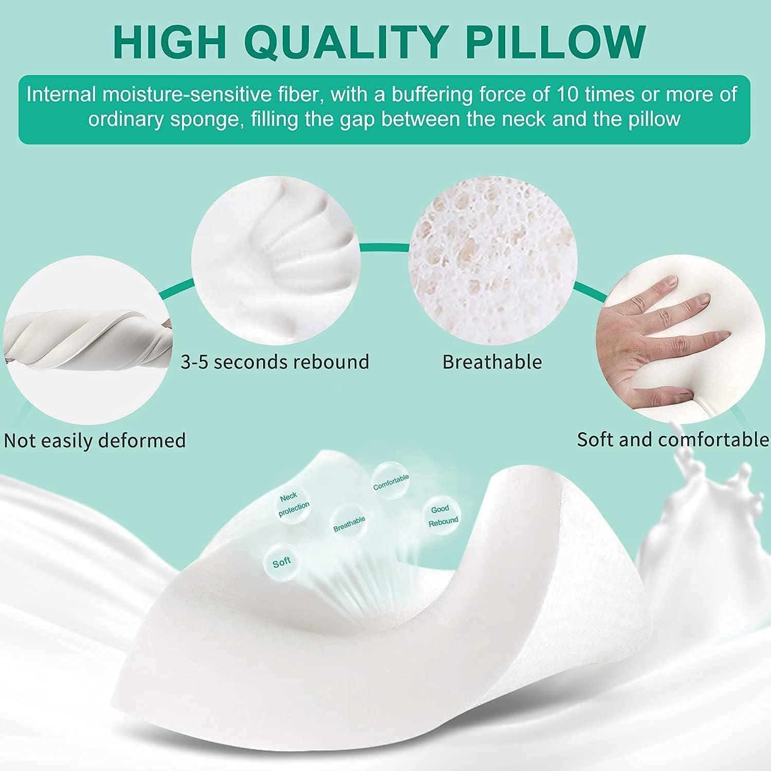 Fityou Memory Foam Kudde Nackstödskudde Ergonomisk sovkudde Kylkudde Dubbelsidig design Tvättbart kuddfodral (67,5X40X13Cm) Cervikala ortopediska kuddar Naty Shop