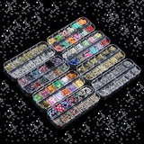 8 Boxen Nail Art Strass Kit - Nail Art Gemischt Strass Set, Nagel Kunst Strasssteine ​​Gems Perlen Edelsteine ​​Bunt Pferdeaugen Strass Für Nageldesign Zubehör Mit 1 Pinzetten Und 1 Strass Picker Für DIY