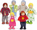Hape Doll Family Prisbelönt dockskåpsset, unika trädockortillbehör, fantasifull lek, 6 dockfamiljemedlemmar från 3 år och uppåt