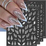 8 ark Guld Måne och stjärnor Nail Art Stickers Angel Wings Tan Guld Nail Stickers Stars Nagelfolier Självhäftande nagelklistermärken Nageldesign Tillbehör Nagelklistermärken