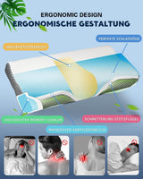IDEA Kudde, Ergonomisk ortopedisk kudde för nacksmärta, Memory Foam Kudde för sido-, rygg- och bukslipare, Anti-snarkningskudde för män kvinnor (62 * 34,5 * 12/8 cm) Cervikala ortopediska kuddar Naty Shop