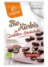 Landgarten ekologiska pumpafrön i mörk choklad - Vegansk rostad pumpafrönchokladmellanmål - Magnesiumkälla - 1 x 50 g