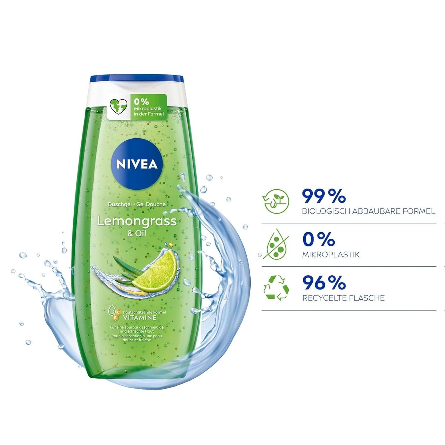 NIVEA Lemon Grass And Oil duschtvål, 250 ml dusch och bad Naty Shop