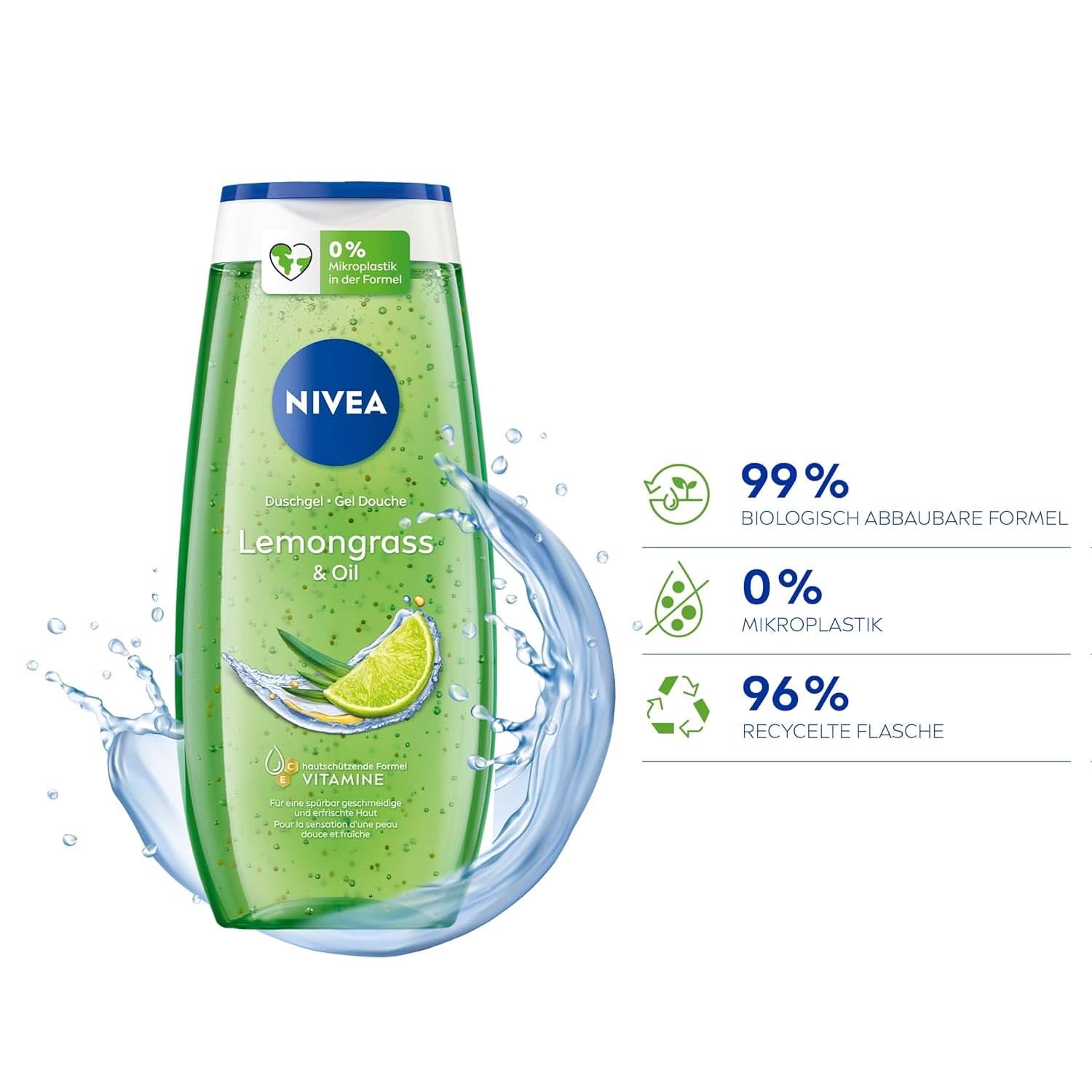 NIVEA Lemon Grass And Oil duschtvål, 250 ml dusch och bad Naty Shop