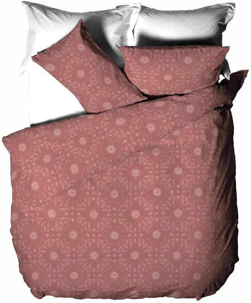 The Linen Yard Bohemian påslakanset, röd, 260 X 220 cm täcken och täcken Naty Shop Red Clay Enkelsäng