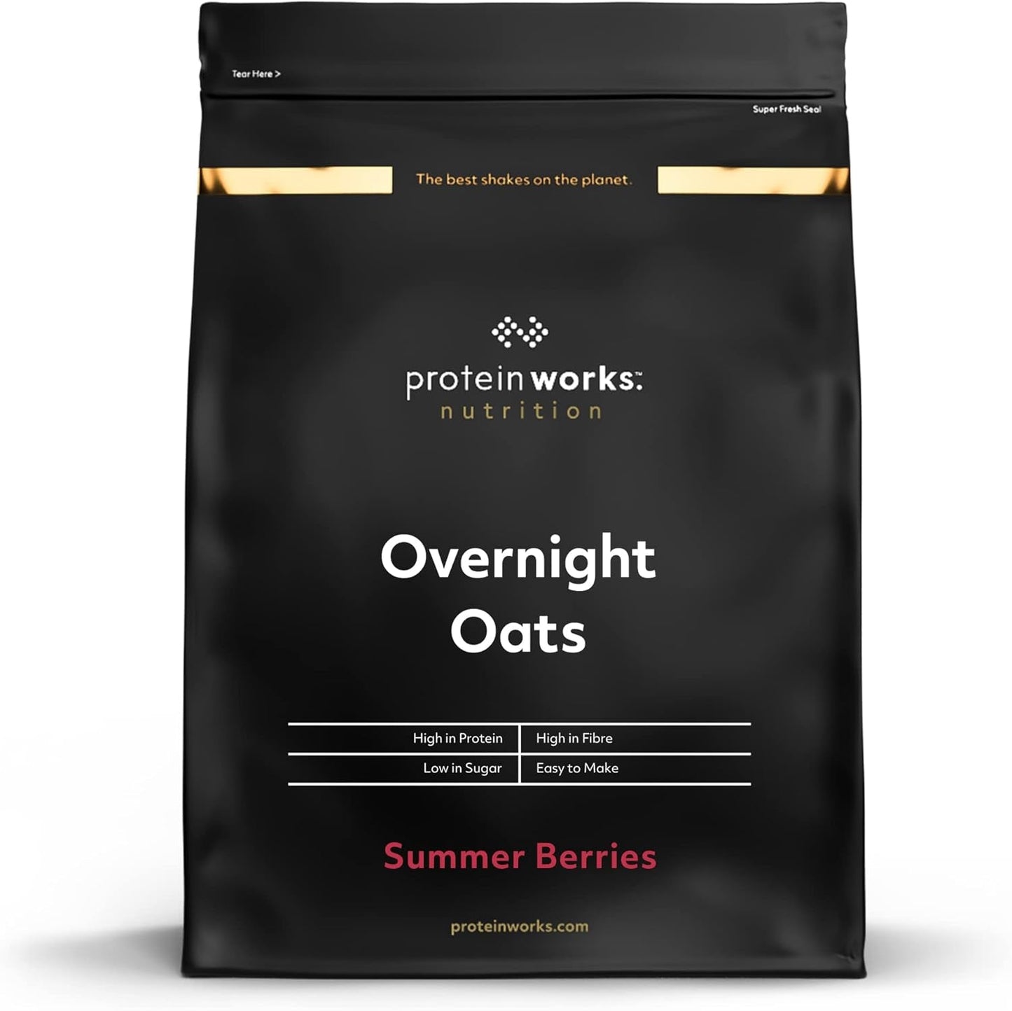 Havregryn över natten med protein | Mörk choklad och hallon | Proteinrik frukost | Snack med låg sockerhalt | Havregryn med lågt GI | 500 g