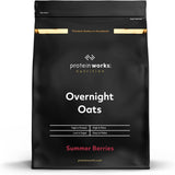 Havregryn över natten med protein | Mörk choklad och hallon | Proteinrik frukost | Snack med låg sockerhalt | Havregryn med lågt GI | 500 g