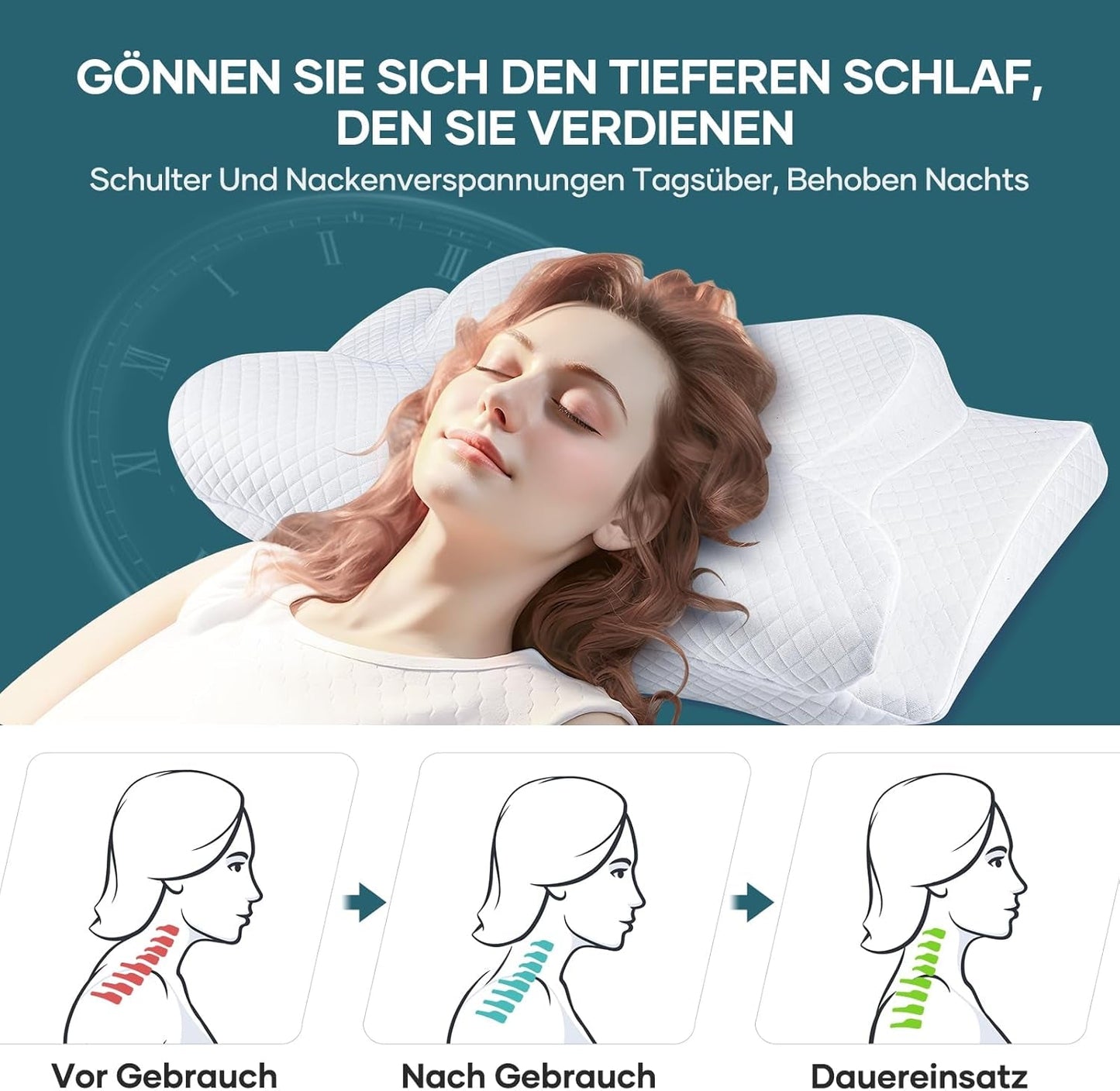 Nackkudde Huvudkudde Ortopedisk kudde Memory Foam Kudde Ergonomisk huvudkudde Nackstödskudde Anti-sidoslagskudde för sido-, rygg- och magsyllar Vita cervikala ortopediska kuddar Naty Shop
