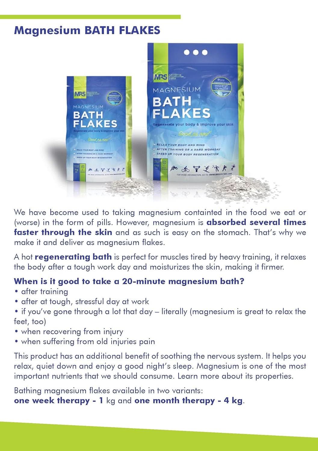 MRS 100% naturliga magnesiumkloridflingor - idealiska badsalt för fotbad, helbad och mot magnesiumbrist - 4 Kg dusch och bad Naty Shop